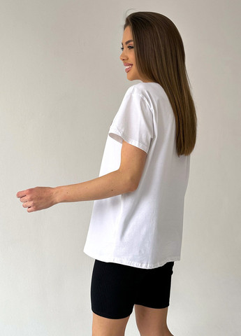 Белая летняя футболка женская с коротким рукавом ISSA PLUS WN20-448