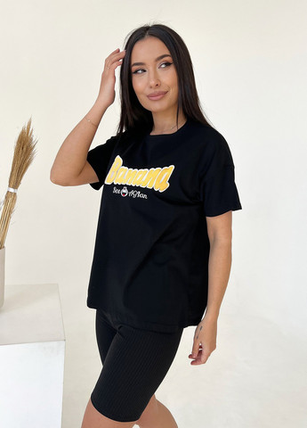 Черная летняя футболка женская с коротким рукавом ISSA PLUS WN20-451