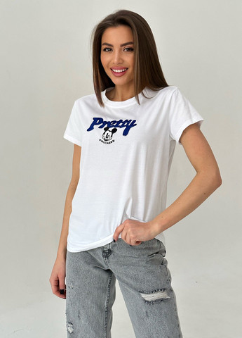 Белая летняя футболка женская с коротким рукавом ISSA PLUS WN20-449