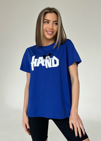 Синяя летняя футболка женская с коротким рукавом ISSA PLUS WN20-459