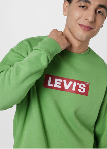 Свитшот с лого Levi's - крой логотип зеленый кэжуал хлопок органический - (258615266)