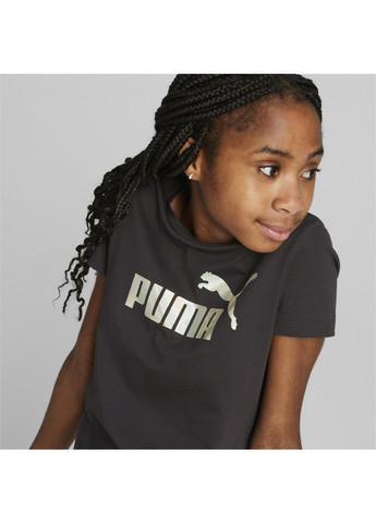 Черная демисезонная детская футболка essentials+ nova shine logo tee youth Puma