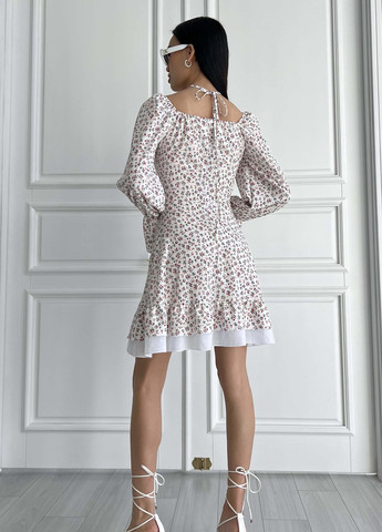 Малиновое повседневный нежное платье из легкой ткани в весенне-летний принт Jadone Fashion с цветочным принтом