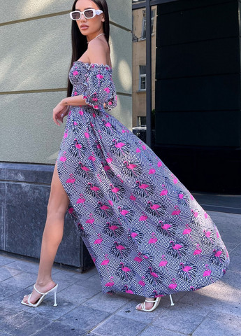 Синее повседневный эффектное летнее платье Jadone Fashion фламинго
