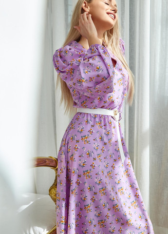 Сиреневое повседневный нежное летнее платье с цветочным принтом Jadone Fashion с цветочным принтом