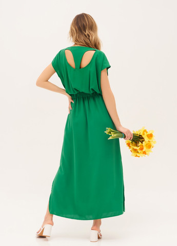Зелена повсякденний сукня жіноча з відкритою спиною ISSA PLUS однотонна