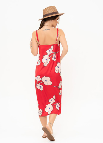 Червона повсякденний сукня жіноча сукня-комбінація ISSA PLUS з квітковим принтом