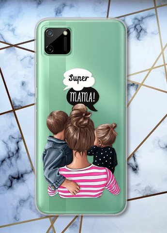 Прозрачный чехол на Realme C11 рельефный дизайн Супер Мама принт 29 Creative (258627056)