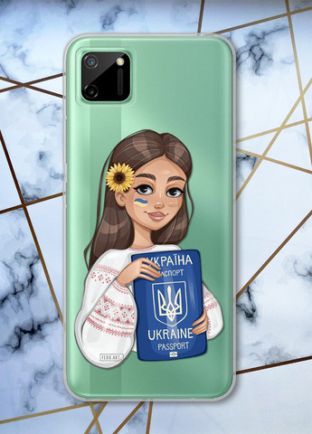 Прозрачный чехол на Realme C11 патриотический дизайн Украинка с паспортом принт 12 Creative (258626941)