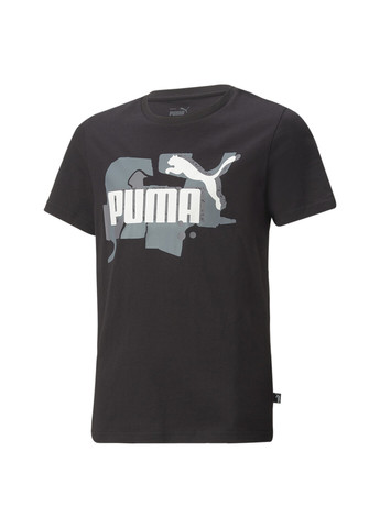 Черная демисезонная детская футболка essentials+ street art logo tee youth Puma