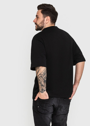 Чорна футболка для чоловіків оверсайз з коротким рукавом Роза