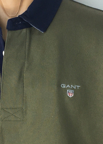 Хаки (оливковая) футболка polo с длинным рукавом Gant