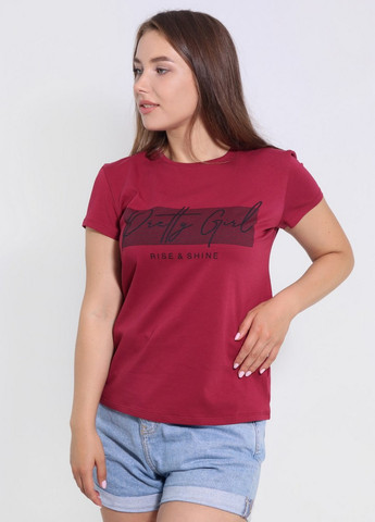 Бордовая всесезон футболка женская хлопковая с коротким рукавом NEL