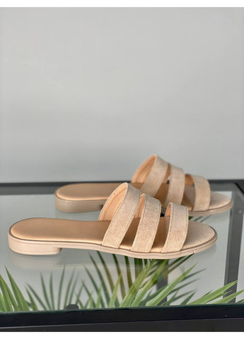 Бежевые женские замшевые шлепанцы 37 VZUTIK