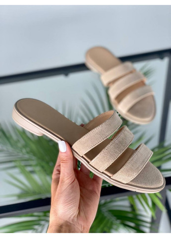 Бежевые женские замшевые шлепанцы 37 VZUTIK