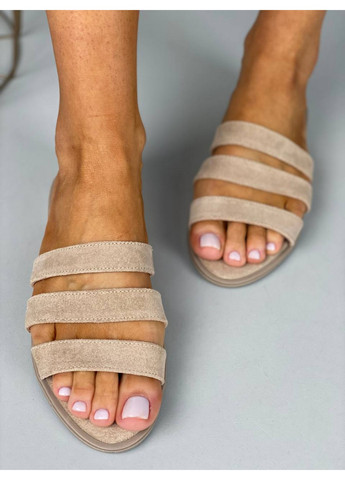 Бежевые женские замшевые шлепанцы 37 VZUTIK