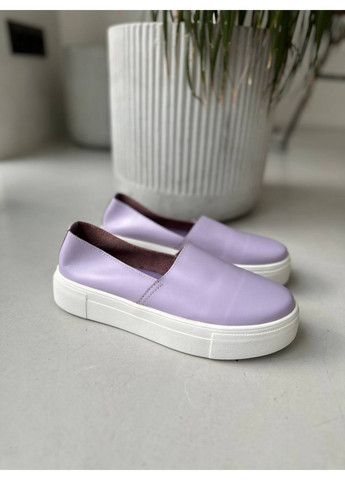 Лавандовые женские кожаные слипоны 38 VZUTIK