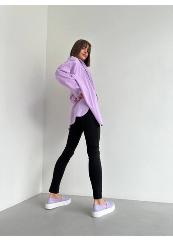 Лавандовые женские кожаные слипоны 38 VZUTIK