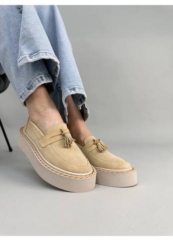 VZUTIK Жіночі замшеві лофери 41 пісочний з натуральна замша, україна — демісезон (258638601)