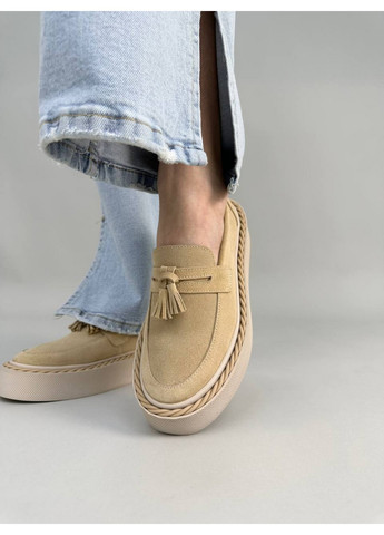 VZUTIK Жіночі замшеві лофери 41 пісочний з натуральна замша, україна — демісезон (258638601)