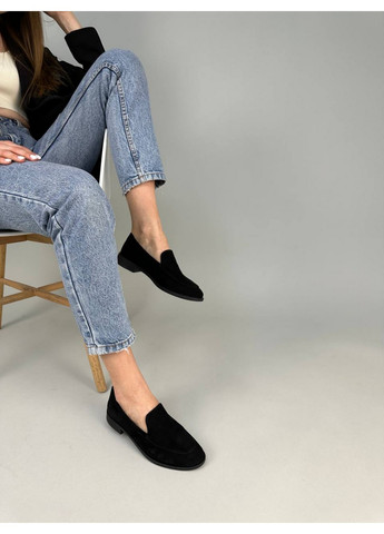 VZUTIK Жіночі велюрові лофери 36 чорний з натуральний велюр, україна — демісезон (258638816)