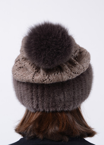 Женская вязаная норковая шапка с помпоном Меховой Стиль Ажур (258653055)