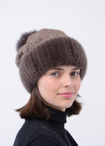 Женская вязаная норковая шапка с помпоном Меховой Стиль ажур (258653055)