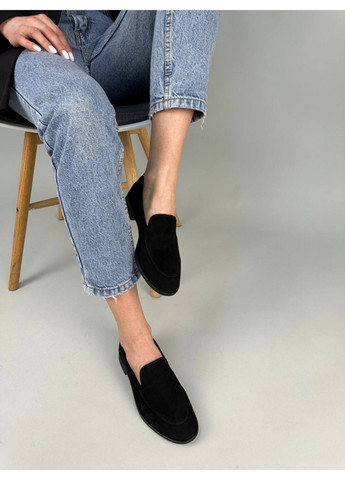 VZUTIK Жіночі велюрові лофери 40 чорний з натуральний велюр, україна — демісезон (258639914)