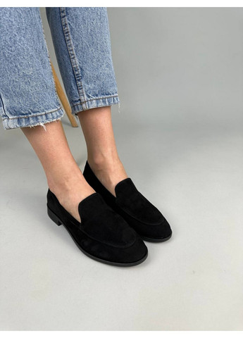 VZUTIK Жіночі велюрові лофери 36 чорний з натуральний велюр, україна — демісезон (258639854)