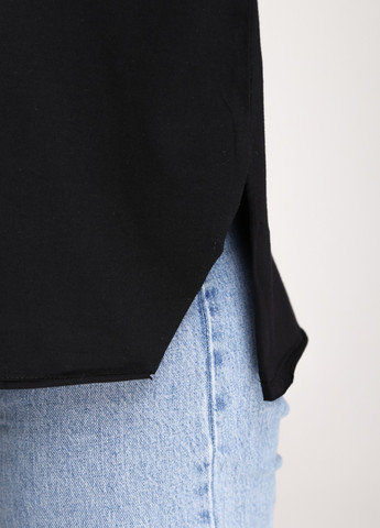 Чорна всесезон жіноча футболка чорна вільна з принтом з коротким рукавом JEANSclub Свободная