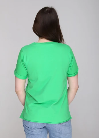 Футболка жіноча зелена пряма з написом JEANSclub Прямая - (258699628)