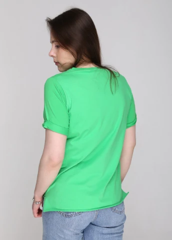Футболка жіноча зелена пряма з написом JEANSclub Прямая - (258699628)