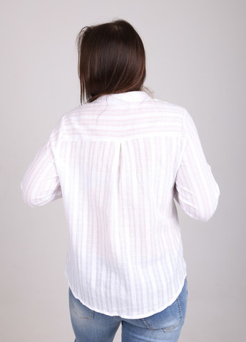 Белая повседневный рубашка с цветами JEANSclub с длинным рукавом