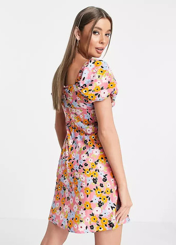 Розовое кэжуал платье в цветочный принт Influence однотонное