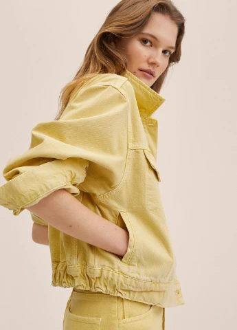 Жовта демісезонна джинсова куртка Mango