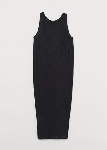 Черное кэжуал платье из льна H&M однотонное