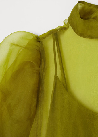 Оливкова (хакі) кежуал напівпрозора сукня з підкладкою H&M однотонна