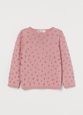 Розовый демисезонный хлопковый свитер тонкой вязки H&M