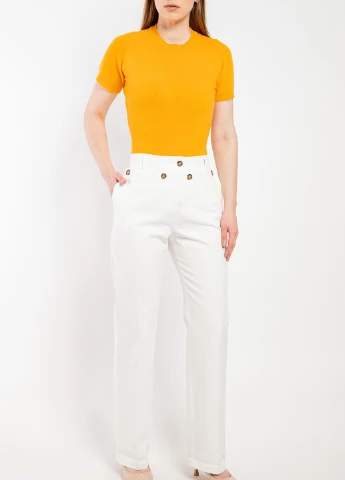 Белые хлопковые брюки с высокой талией MSGM (258685225)