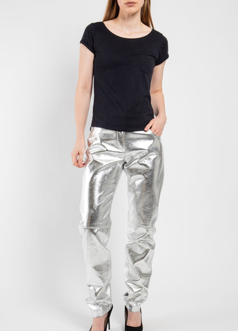 Серебристые брюки из экокожи MSGM (258685230)