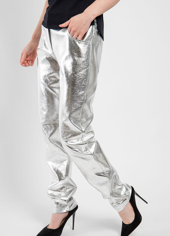Серебристые брюки из экокожи MSGM (258685230)