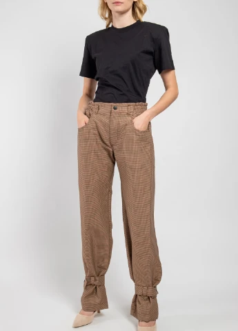 Коричневые шерстяные брюки с узором MSGM (258685233)