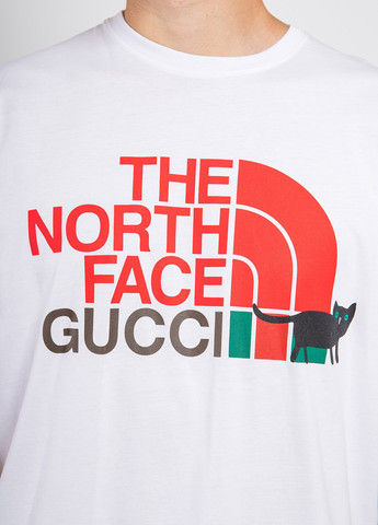 Белая белая футболка с принтом Gucci