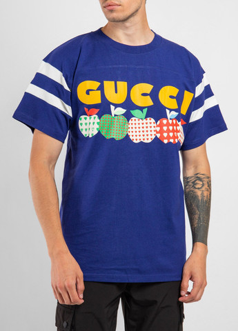 Фиолетовая фиолетовая футболка с принтом Gucci