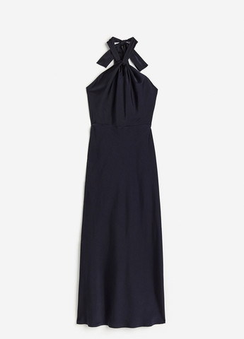 Темно-синее коктейльное платье H&M однотонное