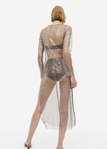 Темно-бежевое коктейльное платье H&M однотонное