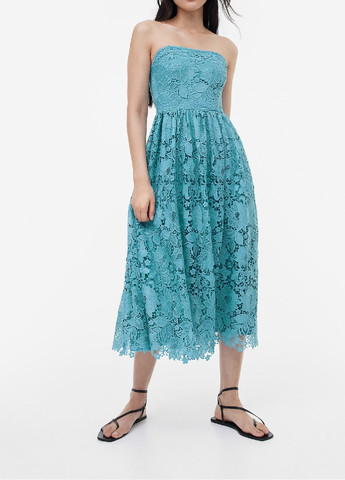 Бірюзова вечірня сукня H&M однотонна