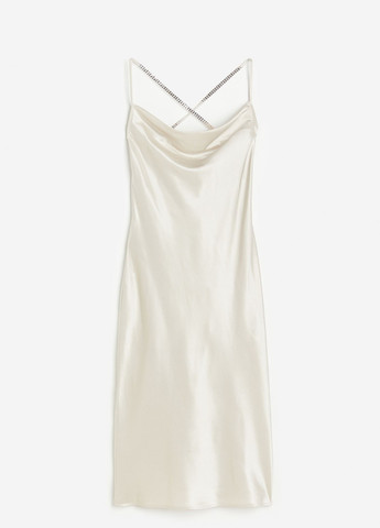 Светло-бежевое коктейльное платье H&M однотонное