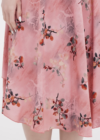 Розовое повседневный платье оверсайз Saimeiqi с цветочным принтом