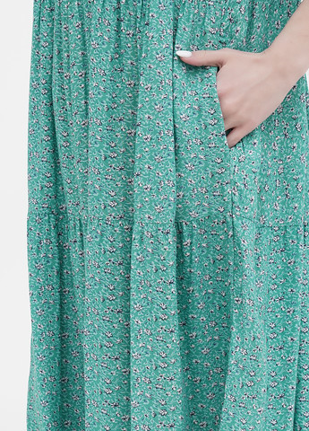 Зеленое повседневный платье оверсайз Saimeiqi с цветочным принтом